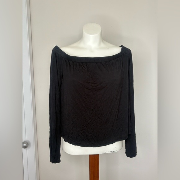 Free People Black Off the Shoulder Long Sleeve Top Medium - Picture 2 of 5